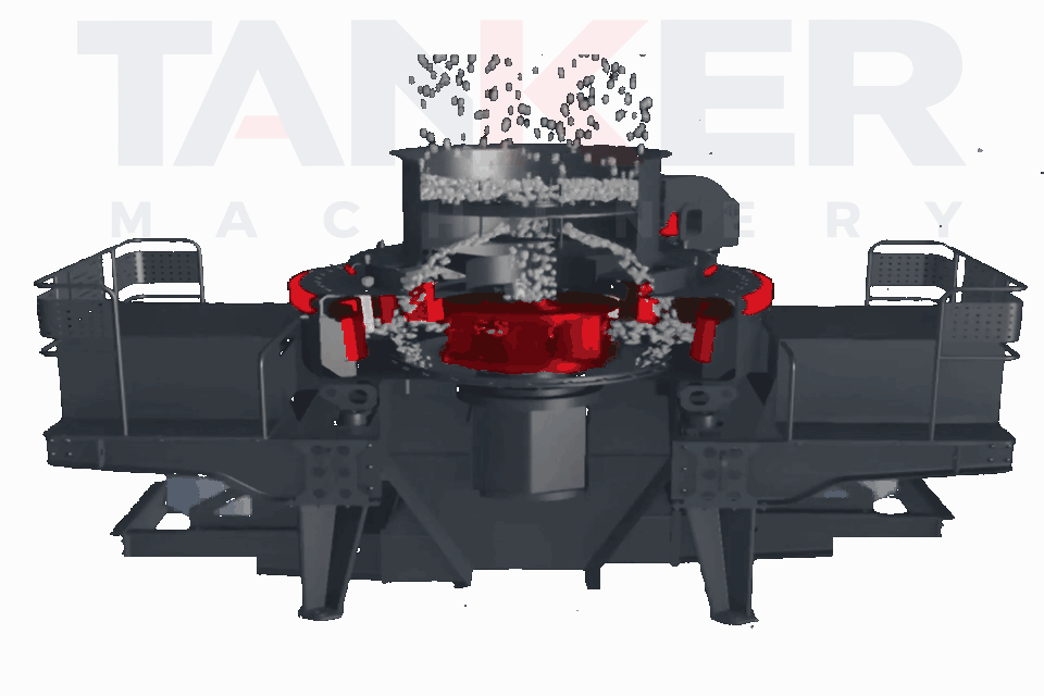 Tanker VSI5X working-principle animation showing the rotor and material flow